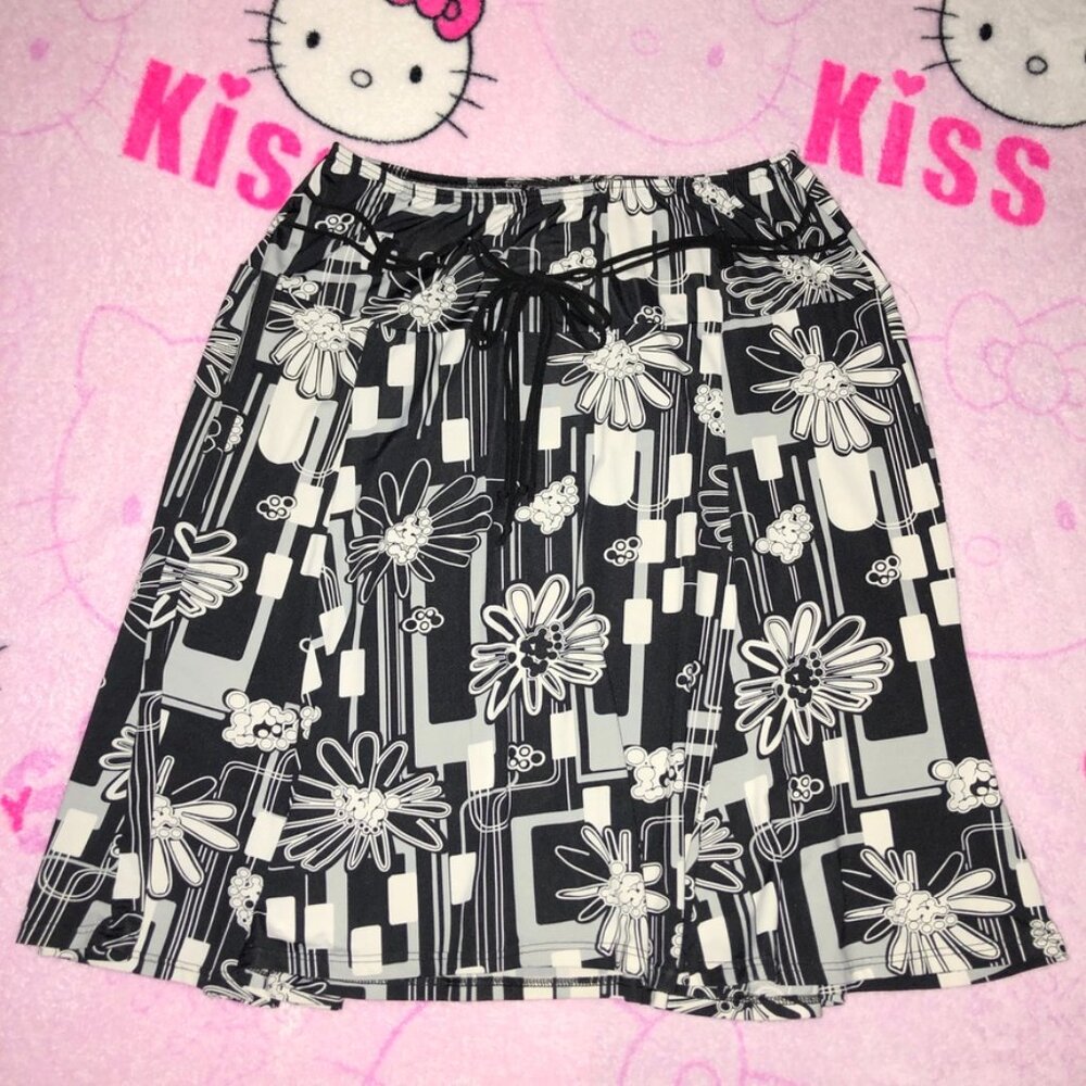 y2k 90s floral mod midi skirt
